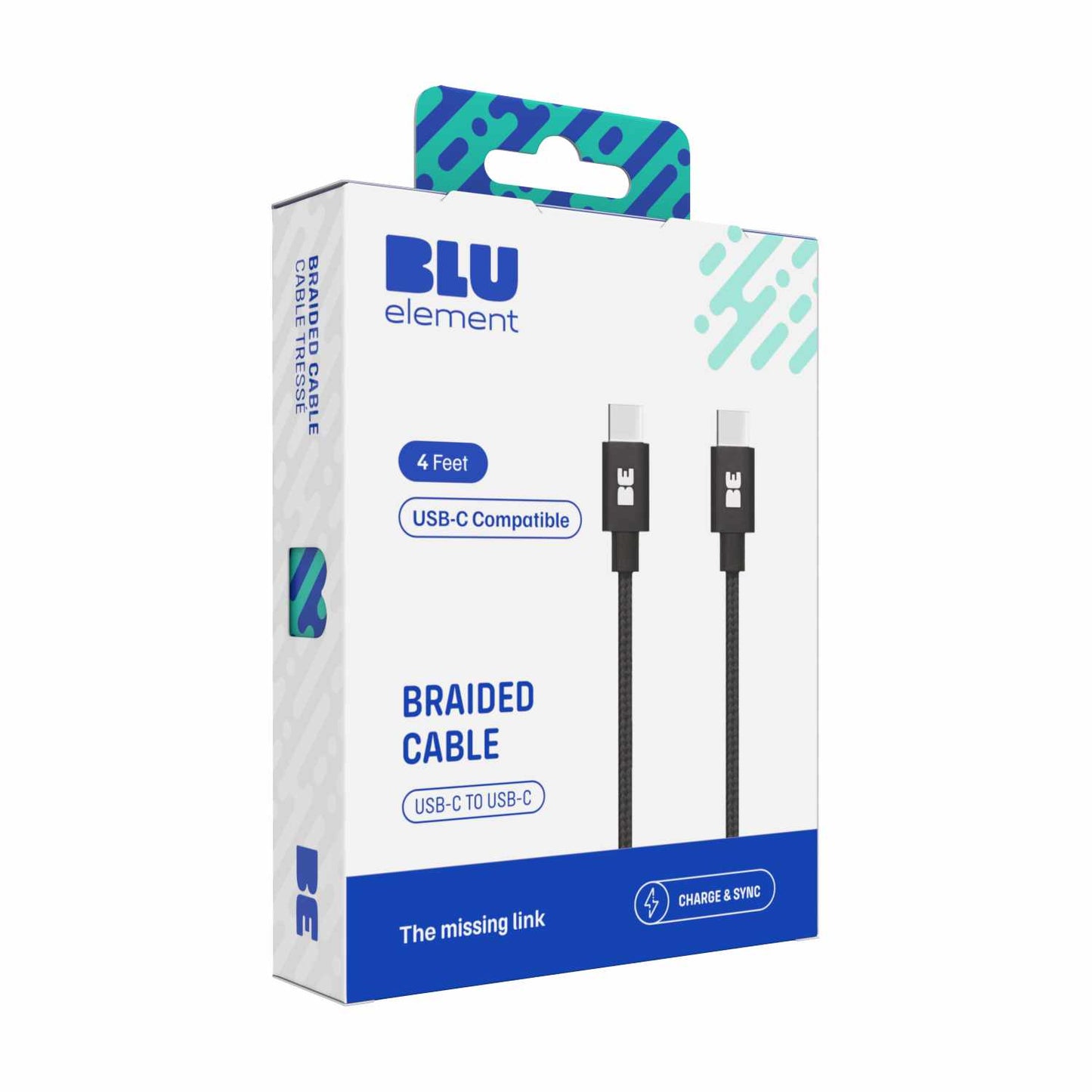 Braided Charge/Sync USB-C to USB-C Cable 4ft Black 60W