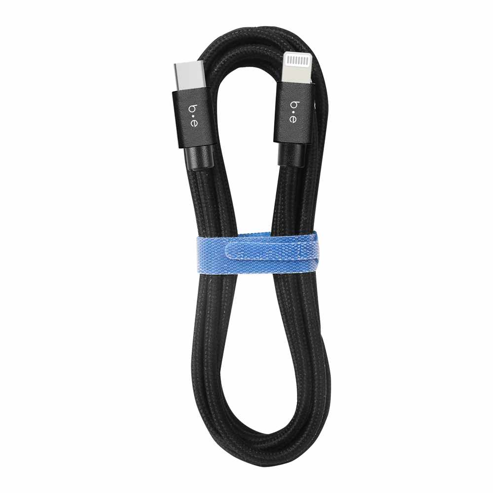 Braided Charge/Sync USB-C to Lightning Cable 10ft Black