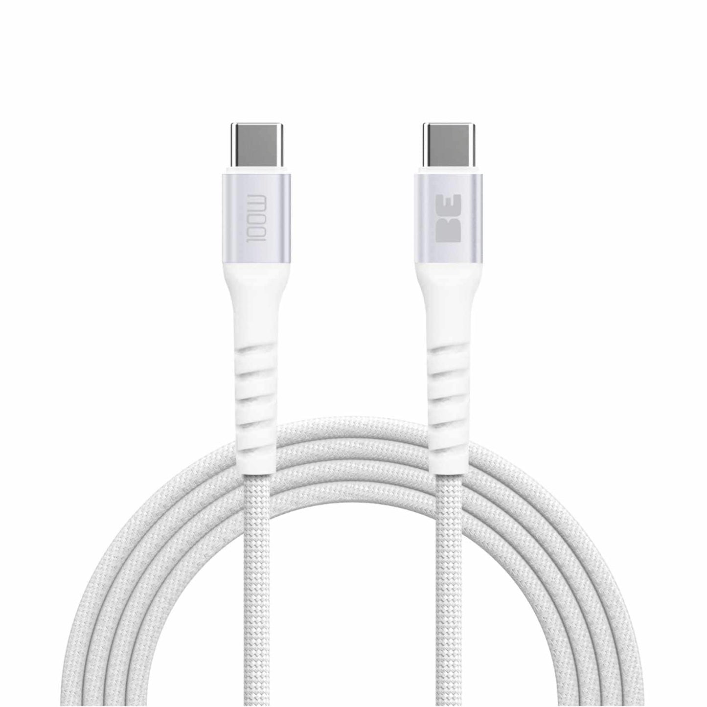 Braided Charge/Sync USB-C to USB-C Cable 6ft 100W White