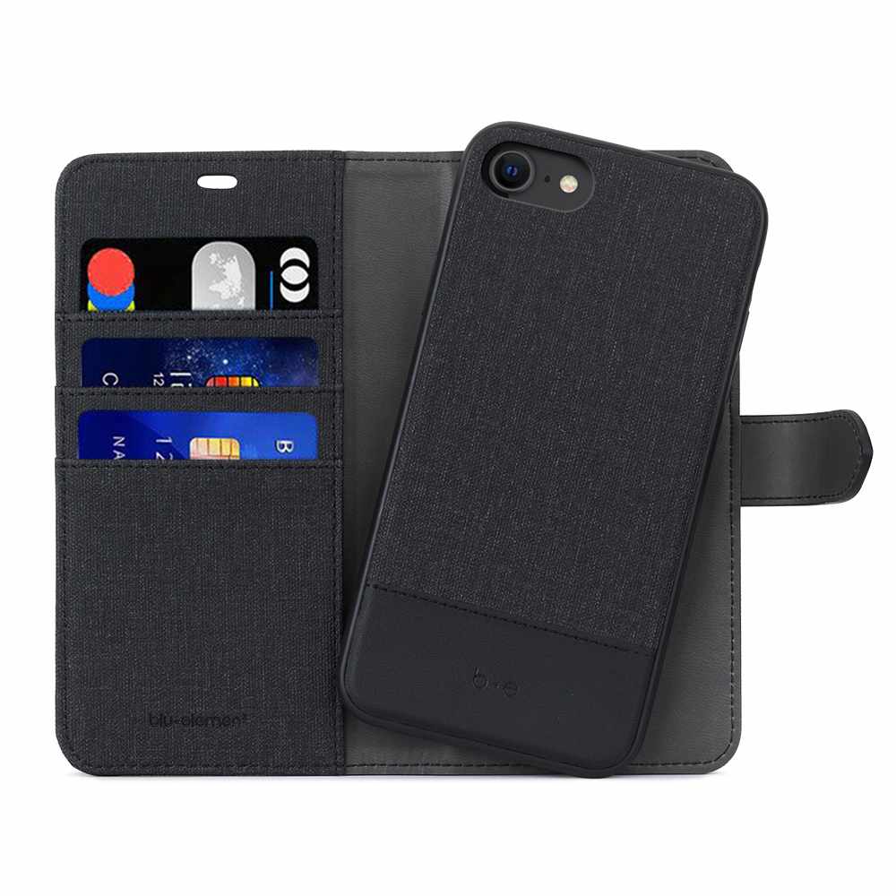 2 in 1 Folio Case Black/Black for iPhone SE/8/7