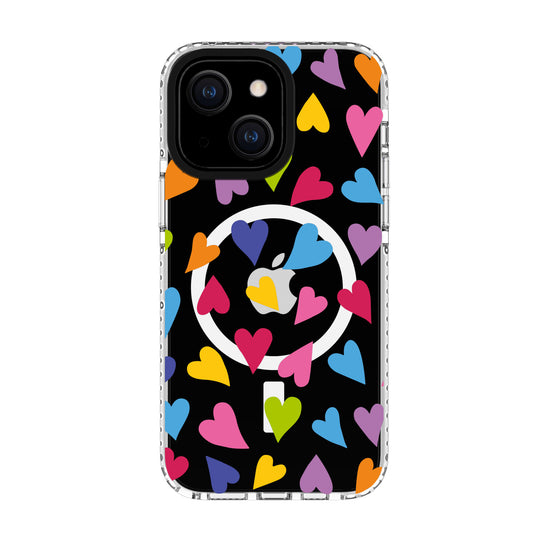 Chromatic Print MagSafe Case Brights Hearts for iPhone 15/14/13