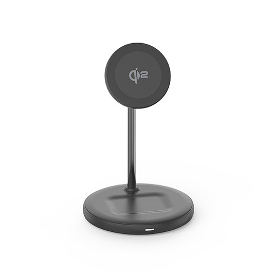 Qi2 2-in-1 Wireless Charging Stand 15W MagSafe-Compatible Black