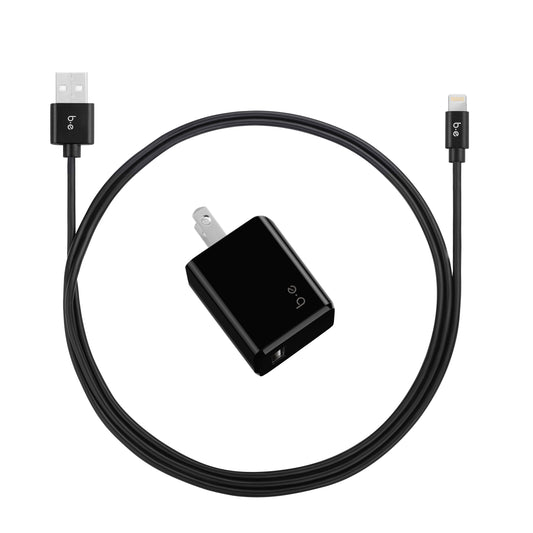 Wall Charger Single 2.4A with Lightning Cable Black Wall Chargers Blu Element 