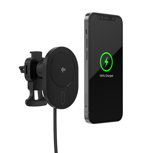 Qi2 Wireless Charging Car Mount 15W MagSafe Compatible Black