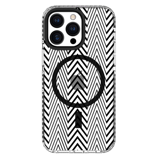 Chromatic Print MagSafe Case Black warped Lines for iPhone 15 Pro