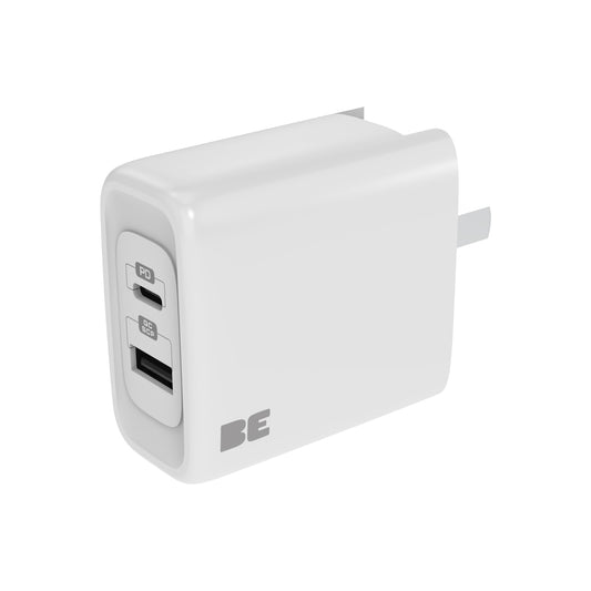 Wall Charger Dual USB-C 45W PD and USB-A White