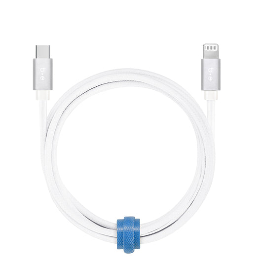 Braided Charge/Sync USB-C to Lightning Cable 4ft White