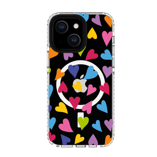 Chromatic Print MagSafe Case Brights Hearts for iPhone 15/14/13 Cases Blu Element 