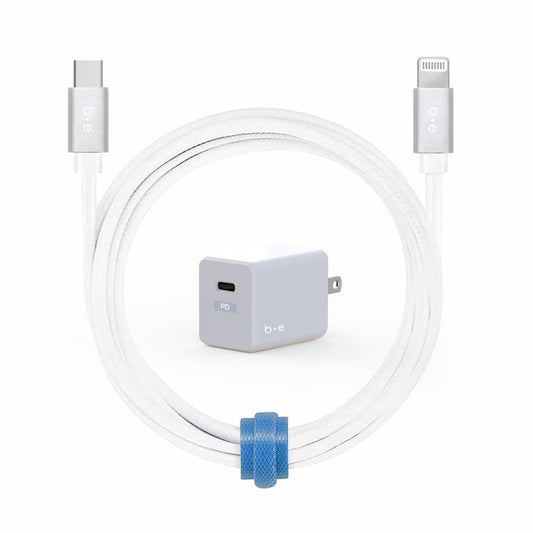 Wall Charger USB-C 20W PD with USB-C to Lightning Cable 4ft White