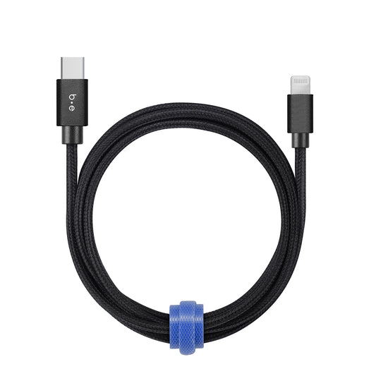 Braided Charge/Sync USB-C to Lightning Cable 4ft Black