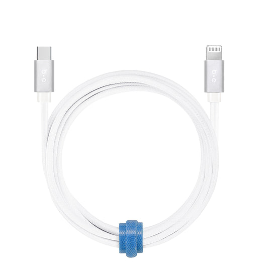 Braided Charge/Sync USB-C to Lightning Cable 6ft White