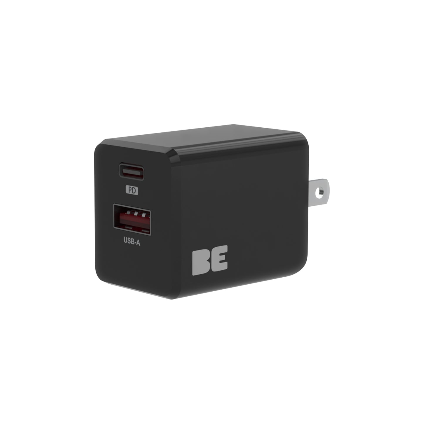 Wall Charger Dual USB-C 20W PD and USB-A Bulk Black